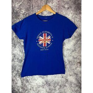 Shirt Womens S Blue Platinum Jubilee Queen Elizabeth 2022 Crown Flag Tee Classic